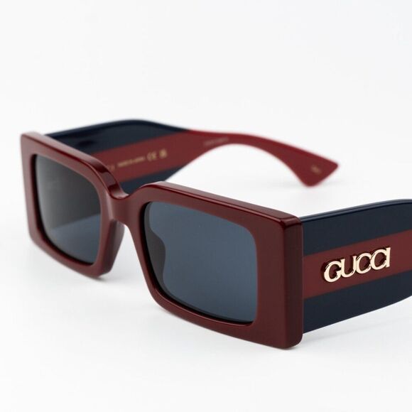 Gucci Women Sunglasses Burgundy Blue Rectangular GG1860S 003 BRAND NEW main image 4